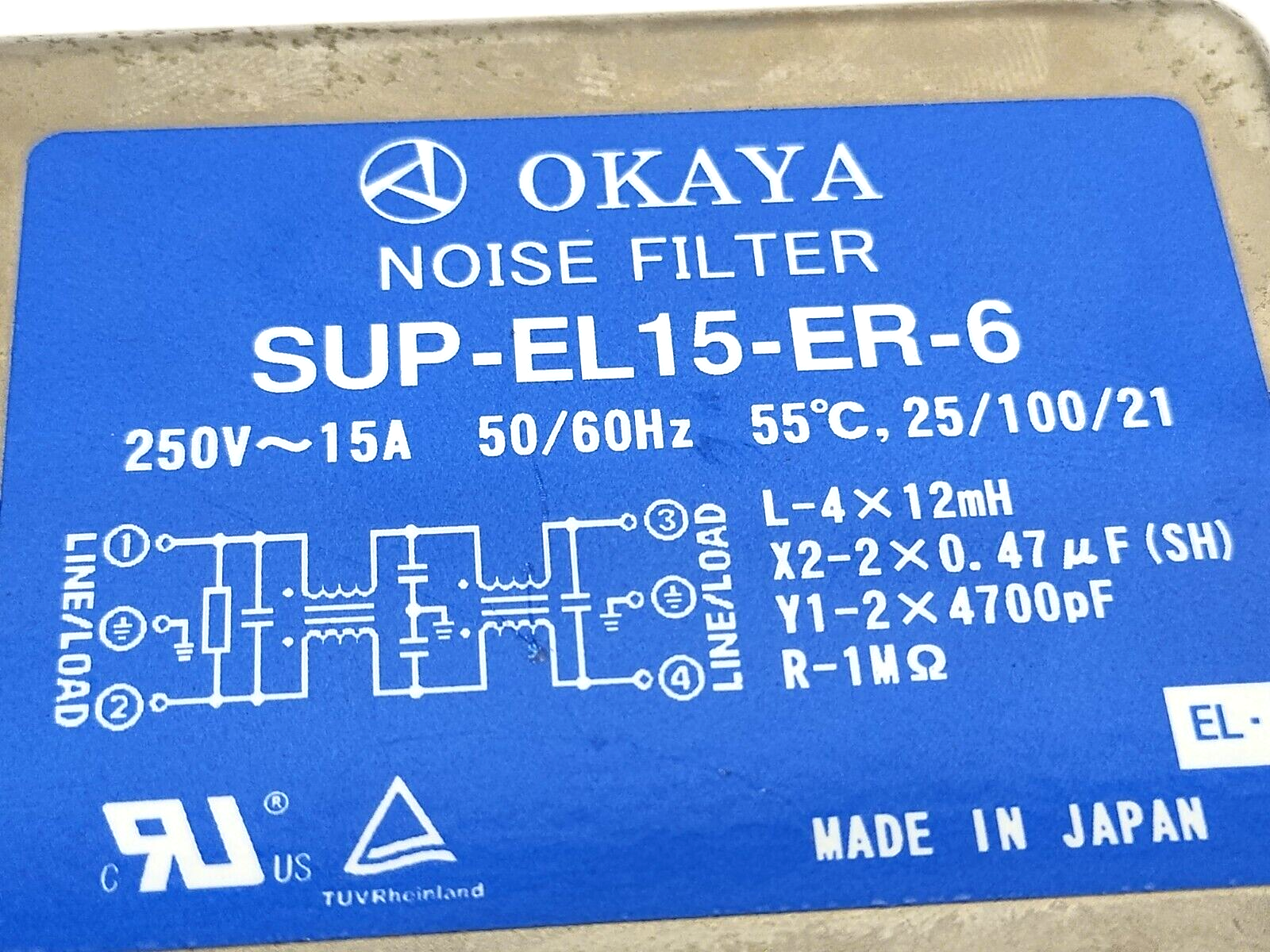 Okaya SUP-EL15-ER-6 Noise filter 250V 15A - Maverick Industrial Sales