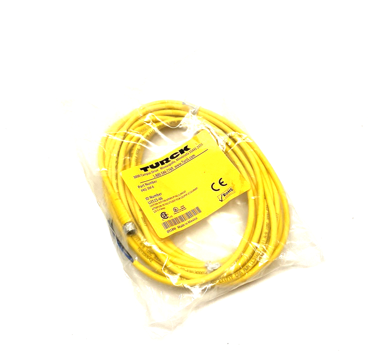 Turck PKG 3M-6 Single Ended Sensor/Actuator Cordset U2515-66 - Maverick Industrial Sales