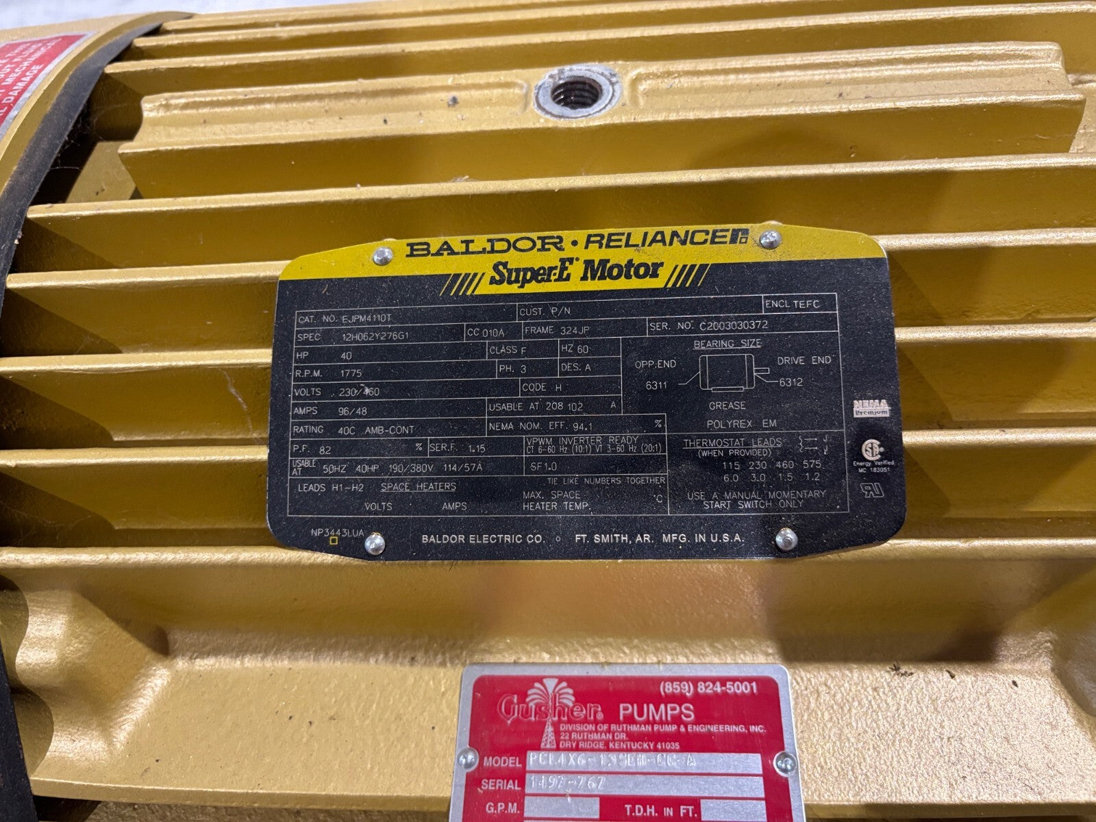 Gusher Pumps PCL4X6-13SEH-CC-A 40/LS 10.75", 40HP Industrial Pump, 230/460V - Maverick Industrial Sales