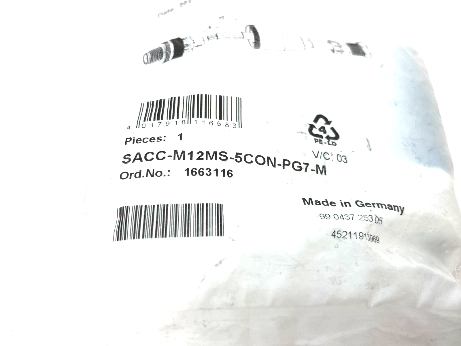 Phoenix Contact SACC-M12MS-5CON-PG7-M Male Wireable Connector M12 5-Pin 1663116 - Maverick Industrial Sales