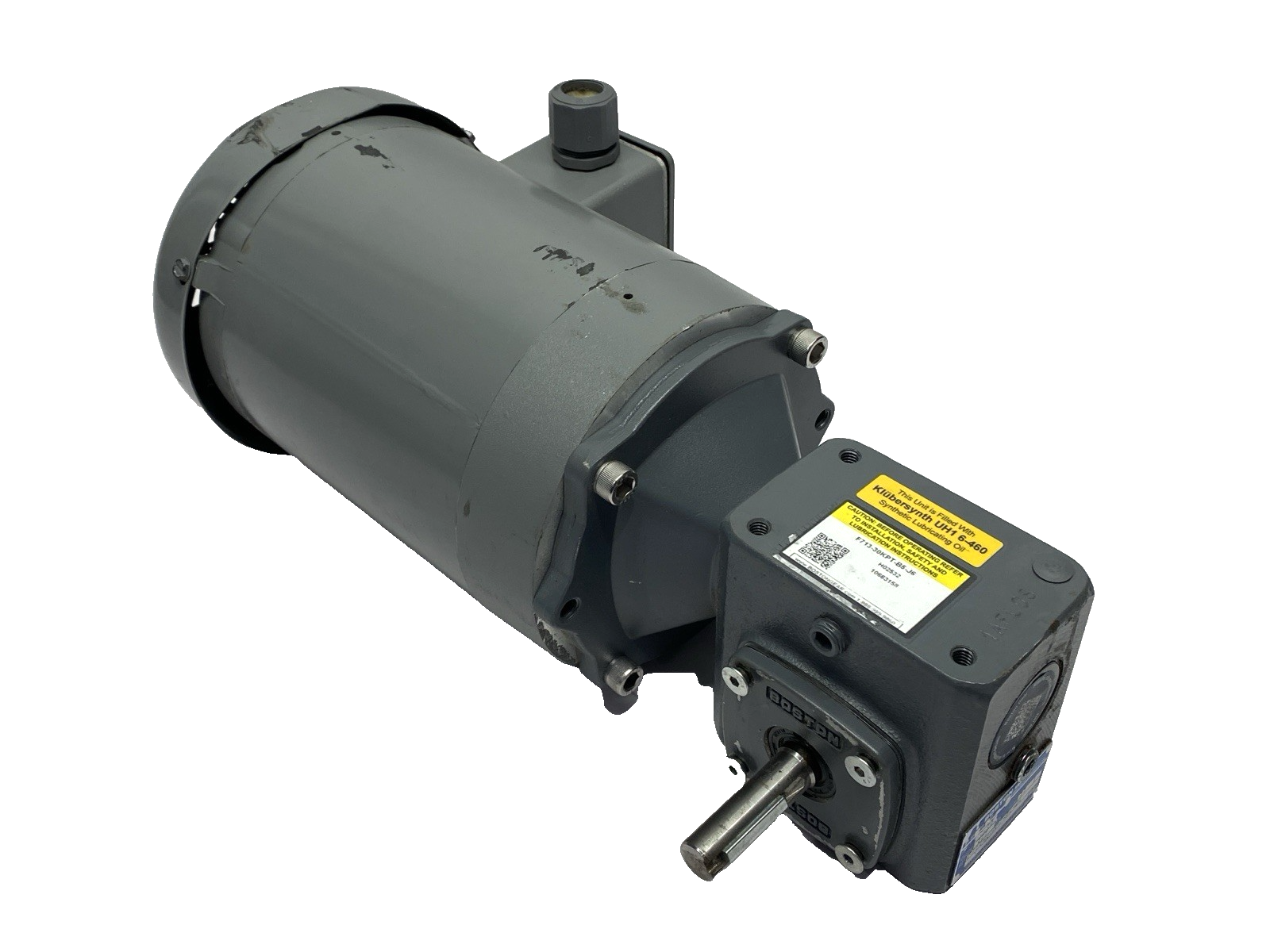 Boston Gear FUTF-1D-B AC Motor 460V 19583 w/ F713-30KPT-B5-J6 Gear Reducer 30:1 - Used - Maverick Industrial Sales