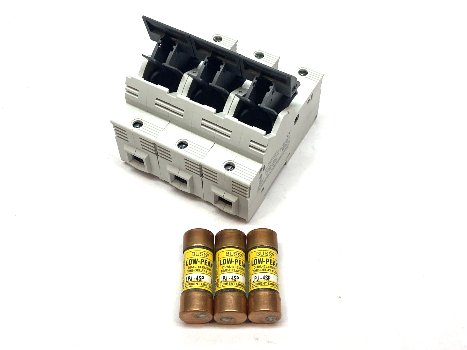 Wohner AJC 30 3-Pole Fuse Holder Class J 30A 600V w/ 3x Bussman LPJ-4SP Fuses - Maverick Industrial Sales