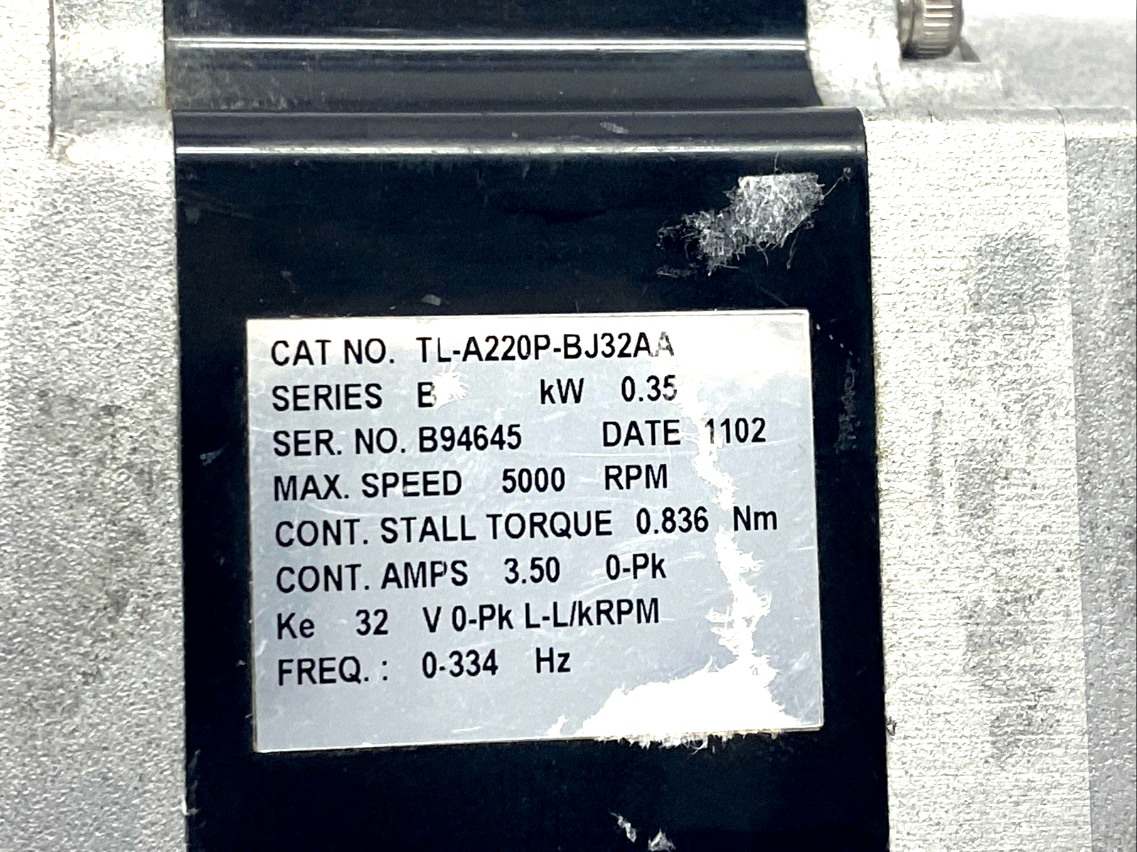 TL-A220P-BJ32AA | Allen Bradley Ser. B Kinetix Inverter Duty Servo Motor 0.35kW - For parts or not working - Maverick Industrial Sales