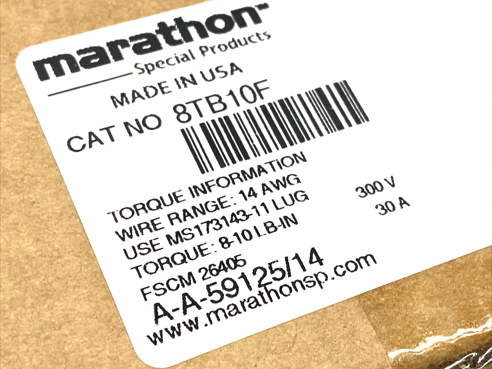 Marathon 8TB10F Terminal Board 300V 30A 2-Row 20-Position 14AWG - Maverick Industrial Sales