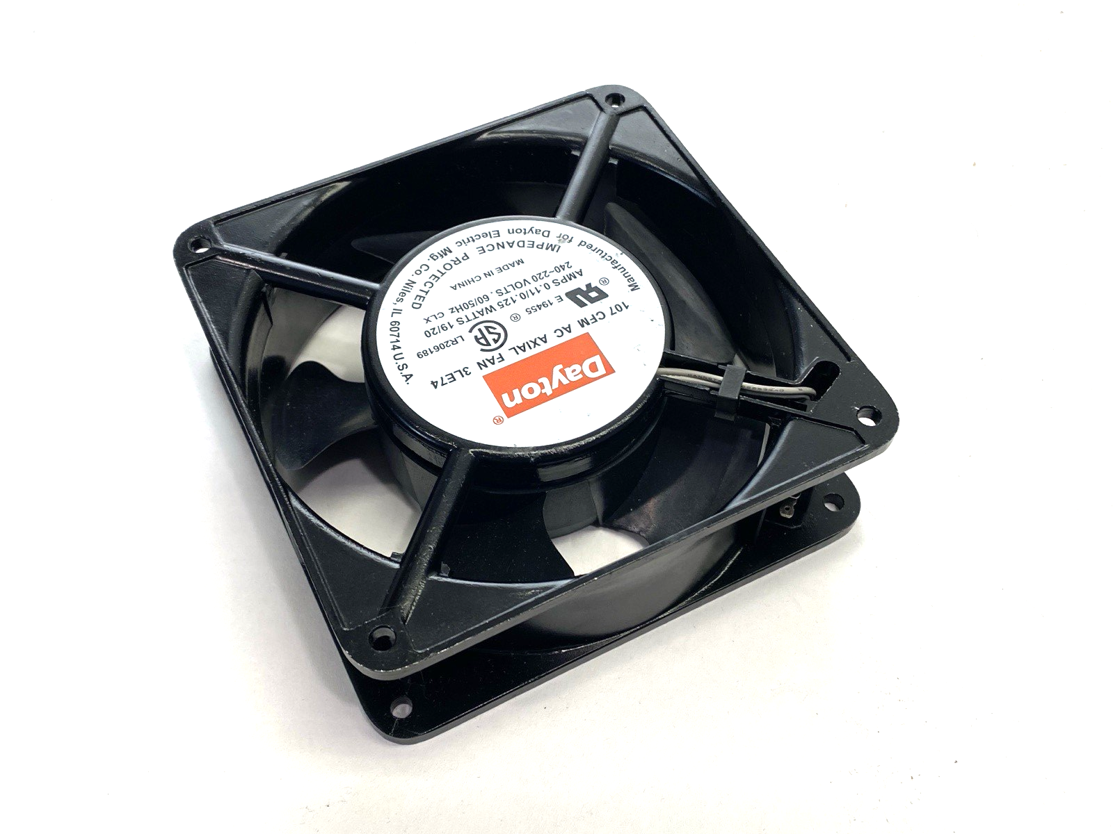 Dayton 107 CFM AC Axial Fan 230VAC 0.11/0.125A 19/20W 3LE74 SHELFWARE - Maverick Industrial Sales