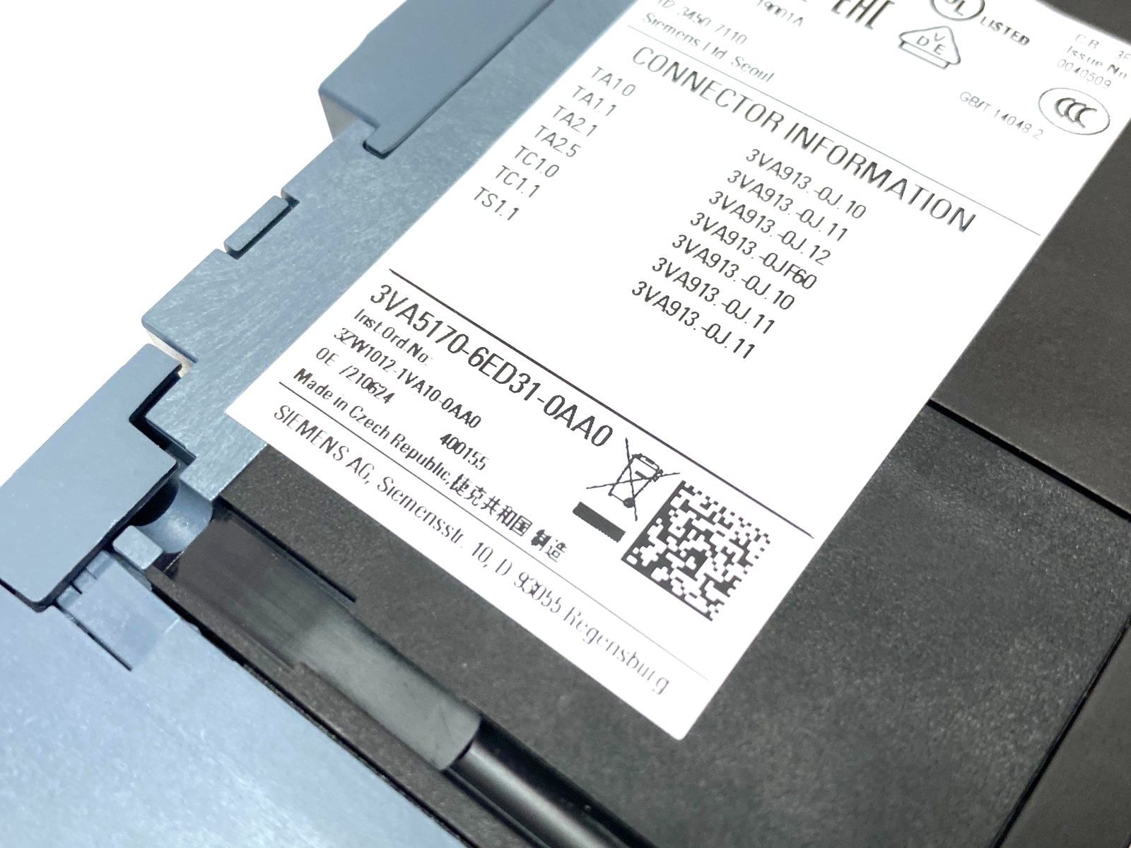 Siemens 3VA5170-6ED31-0AA0 Circuit Breaker 3-Pole 125 Breaking Capacity - Maverick Industrial Sales
