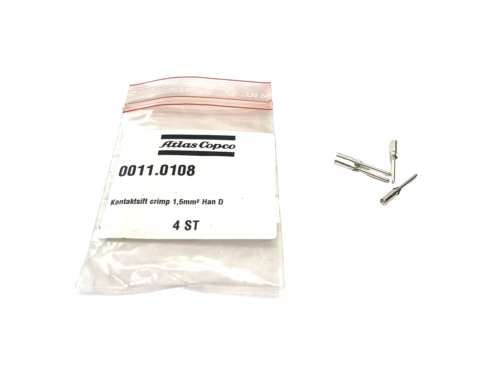 0011.0108 | Atlas Copco Crimp Contact 1.5mm² Han D Q 7/0 LOT OF 4 - New – Open box - Maverick Industrial Sales