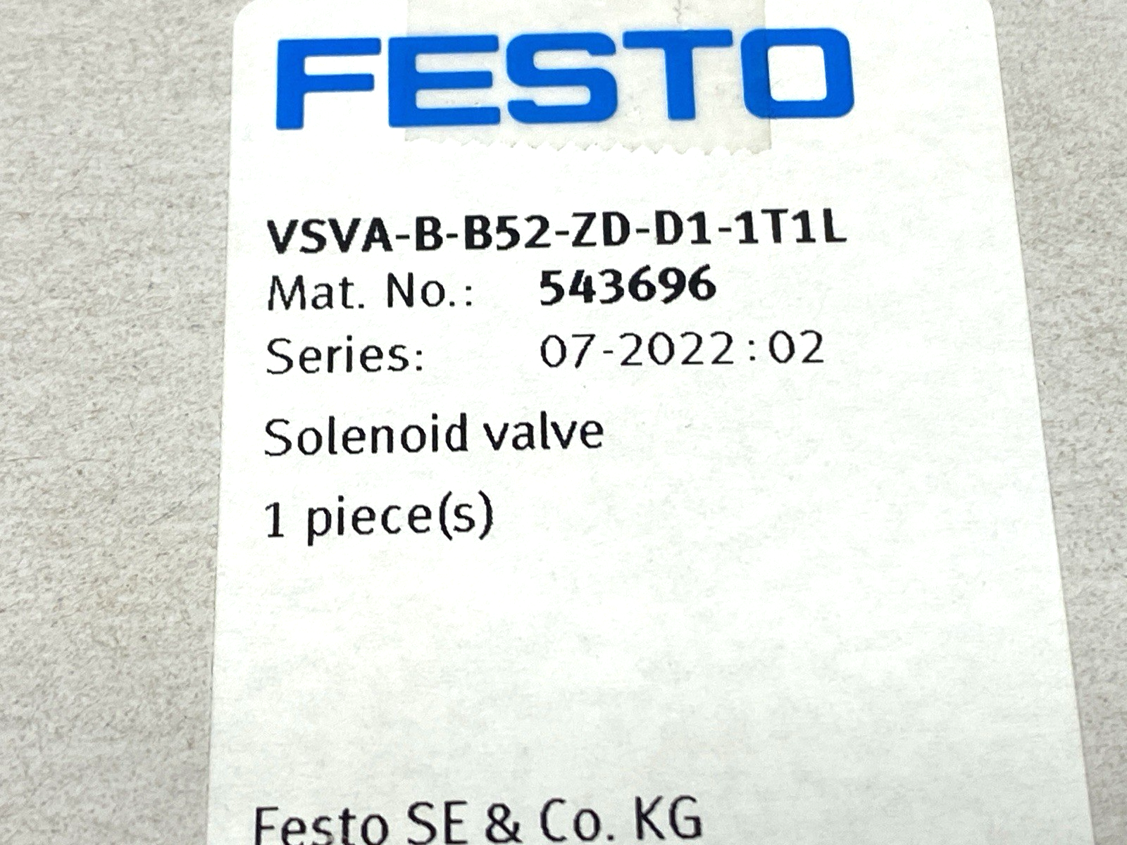 Festo VSVA-B-B52-ZD-D1-1T1L Pneumatic Solenoid Valve 543696 - Maverick Industrial Sales
