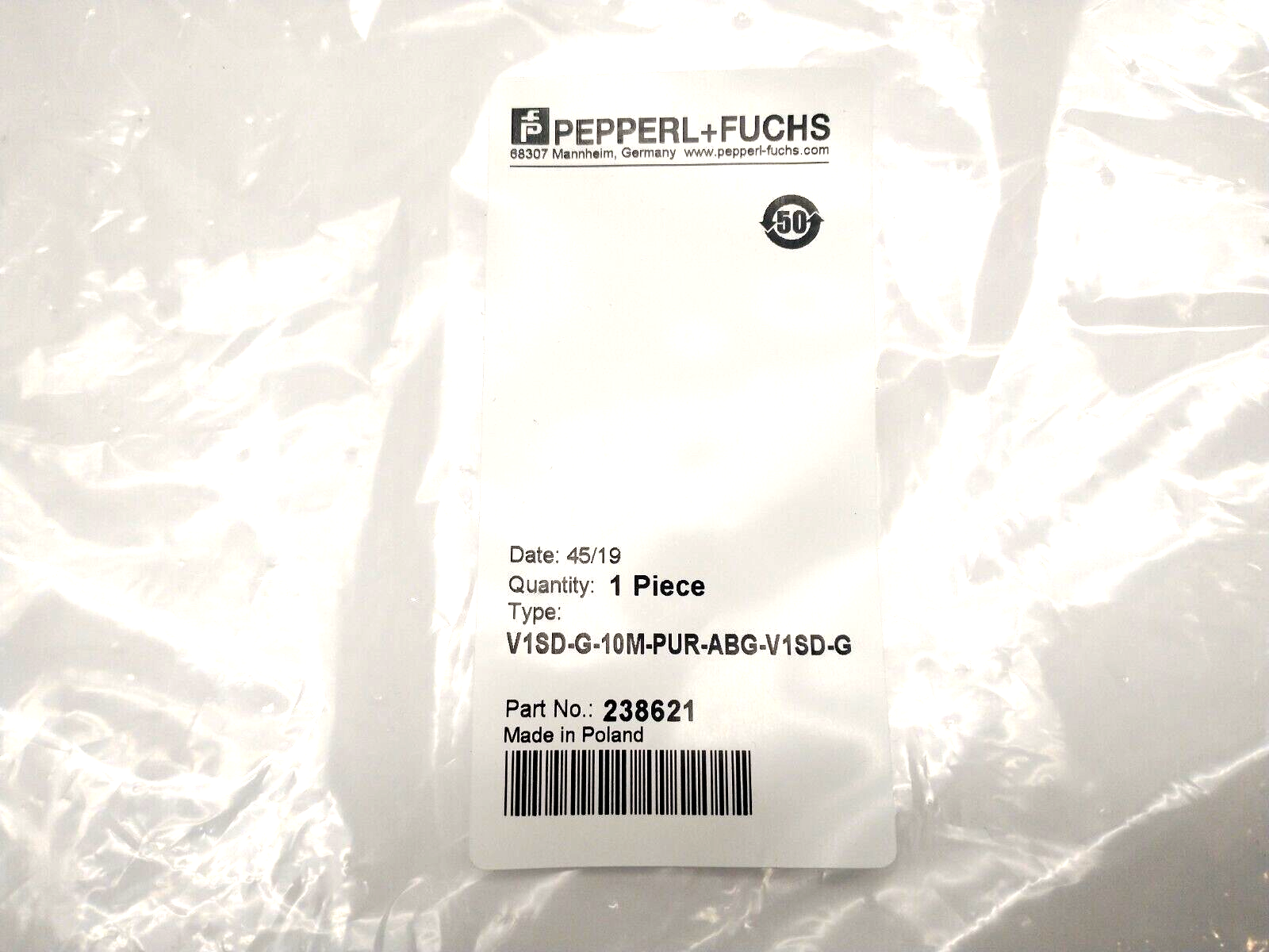 V1SD-G-10M-PUR-ABG-V1SD-G | Pepperl+Fuchs Cordset M12 4-Pin Male To Male 238621 - New Other - Maverick Industrial Sales