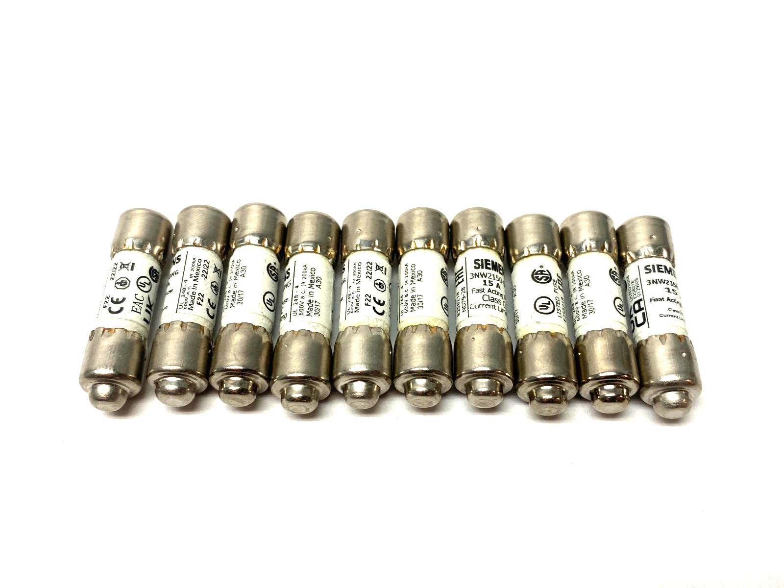 3NW2150-0HG | Siemens SENTRON Cylindrical Fuse, Slow-Blow, 15A, LOT OF 10- New – Open box - Maverick Industrial Sales