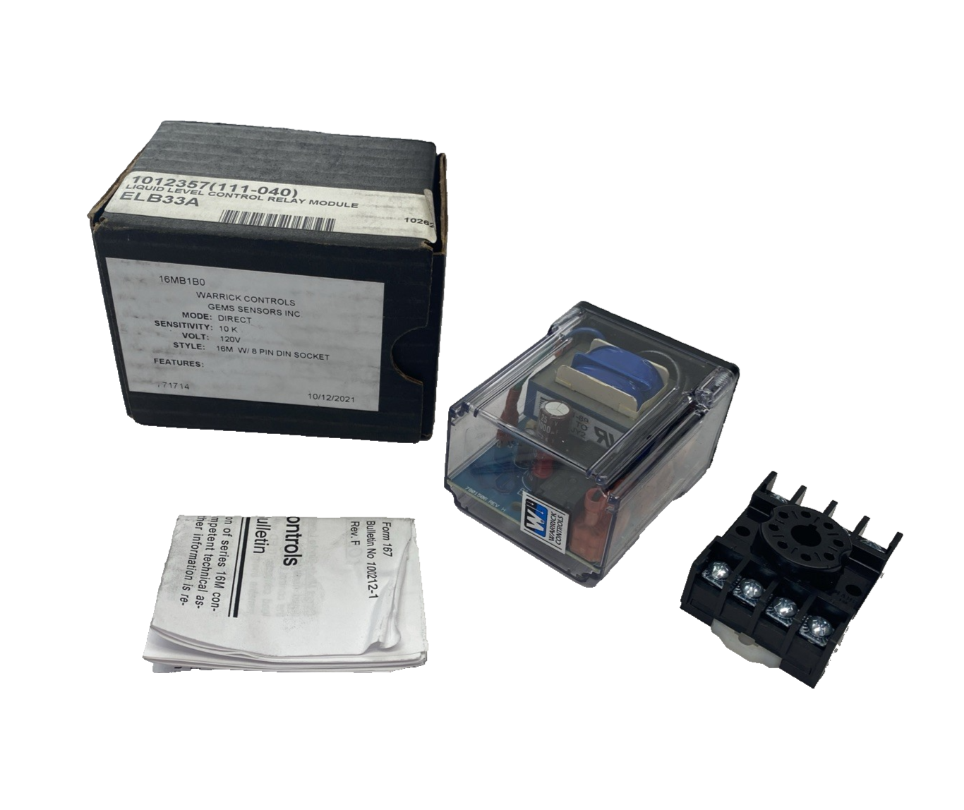 Warrick Controls GEMS 16MB1B0 Liquid Level Control Module 10K, 120V 8-Pin - Maverick Industrial Sales