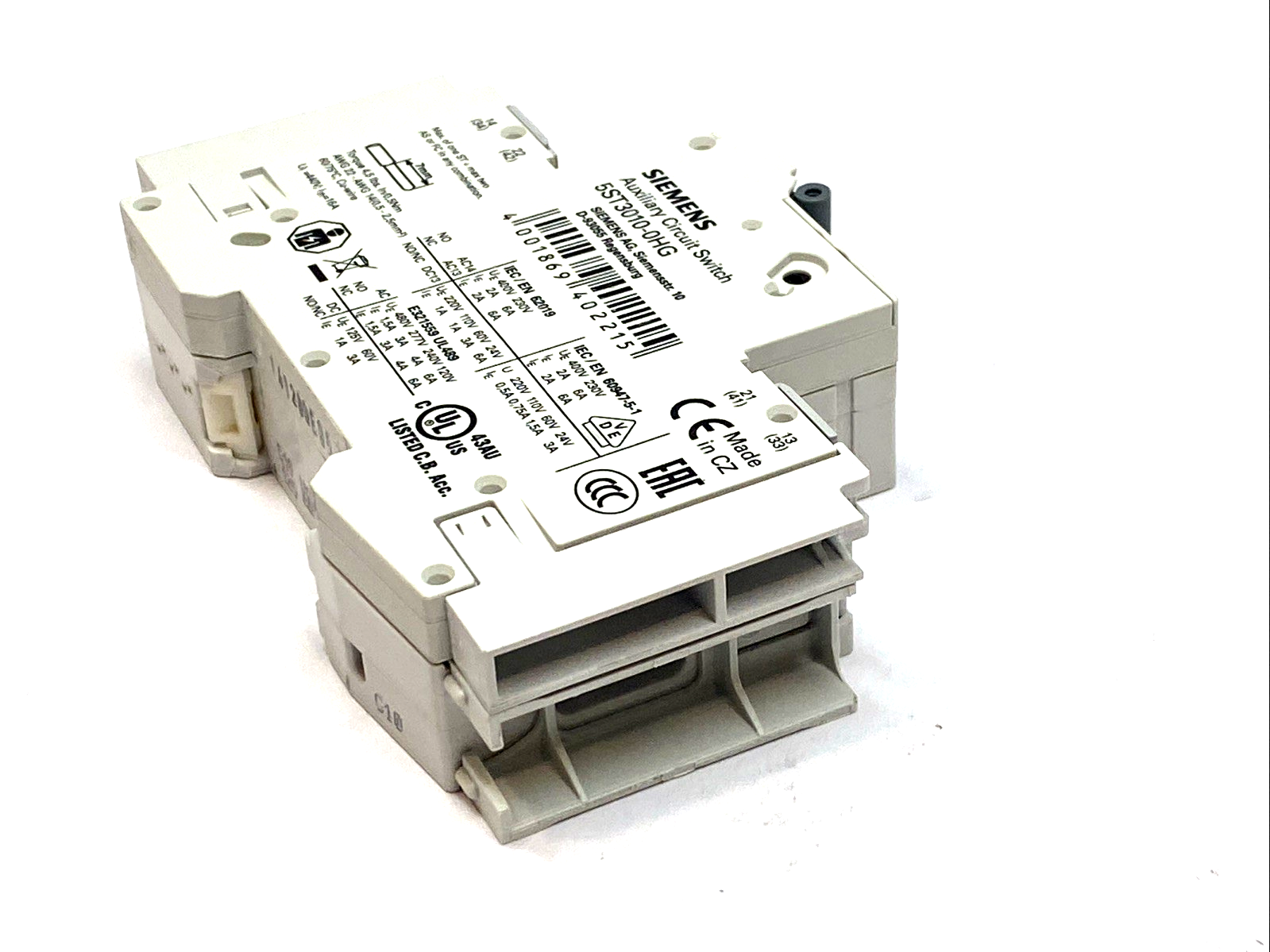 Siemens 5SJ4110‑7HG41 Miniature Circuit Breaker w/ Auxiliary Switch 5ST3010‑0HG - Maverick Industrial Sales