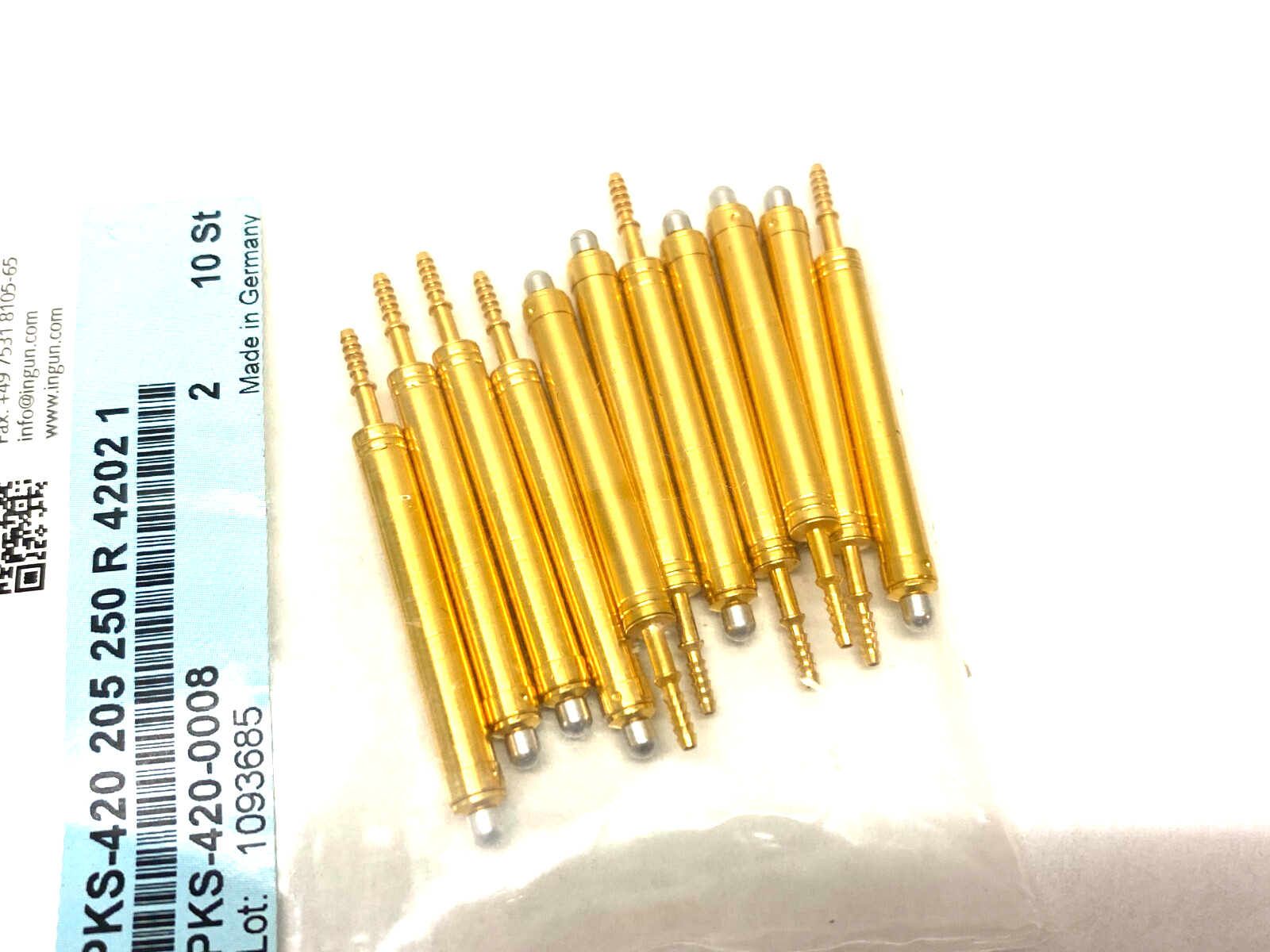 Ingun PKS-420 205 250 R 4202 1 Pneumatic Test Probe PKS-420-0008, PKG OF 11 - Maverick Industrial Sales