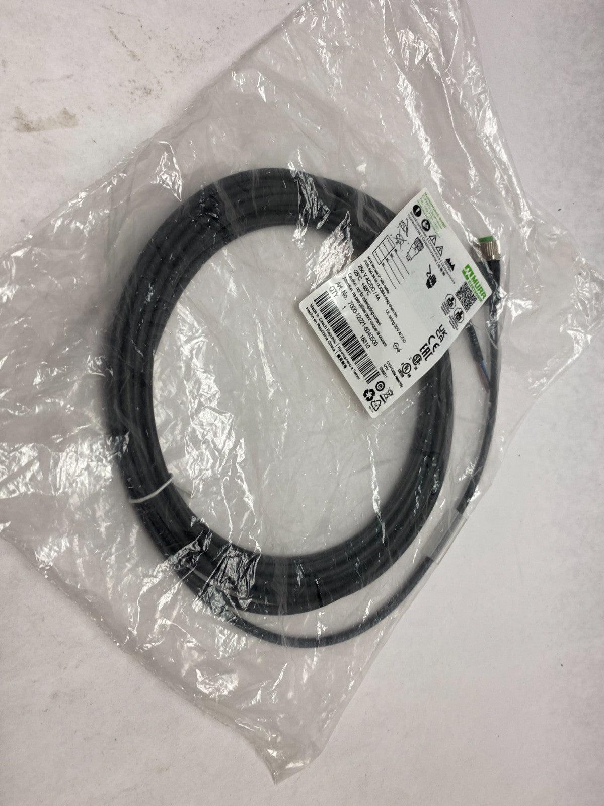 Murrelektronik 7000-12221-6340500 Single Ended M12 Female 0° A-cod. Cordset 5m - Maverick Industrial Sales