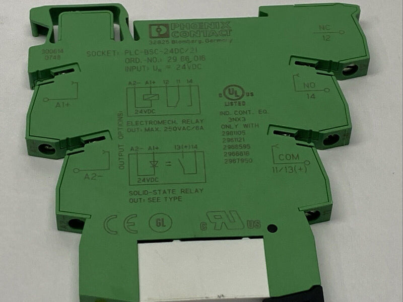 Phoenix Contact PLC-BSC-24DC/21 Relay Base 2966016 w/ 2961105 Relay - Maverick Industrial Sales