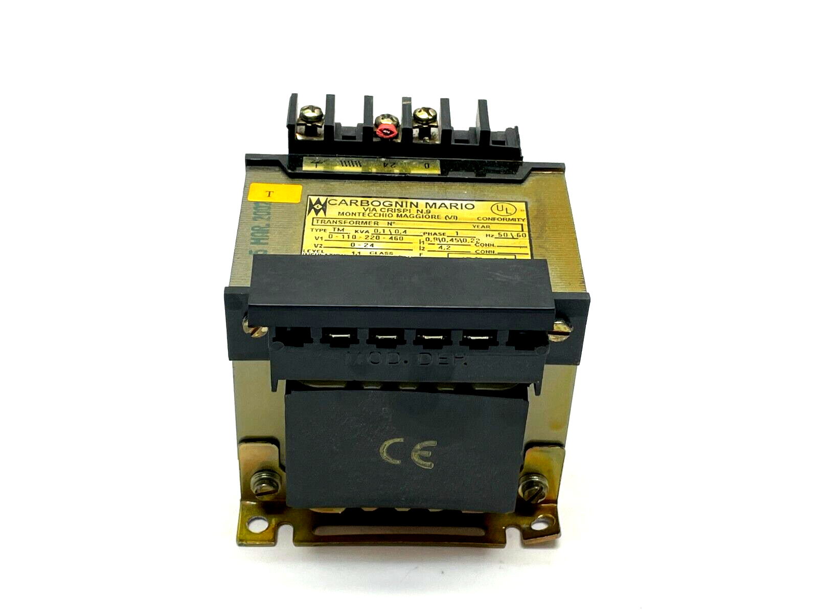 Carbognin Mario N.9 Single Phase Transformer Type TM 0/110/220/460 50/60Hz - Maverick Industrial Sales
