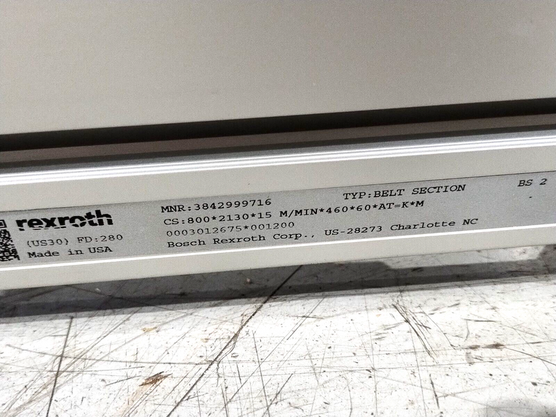 Bosch Rexroth 3842999716 Conveyor System Belt Section BS 2, 2130mm x 800mm - Maverick Industrial Sales