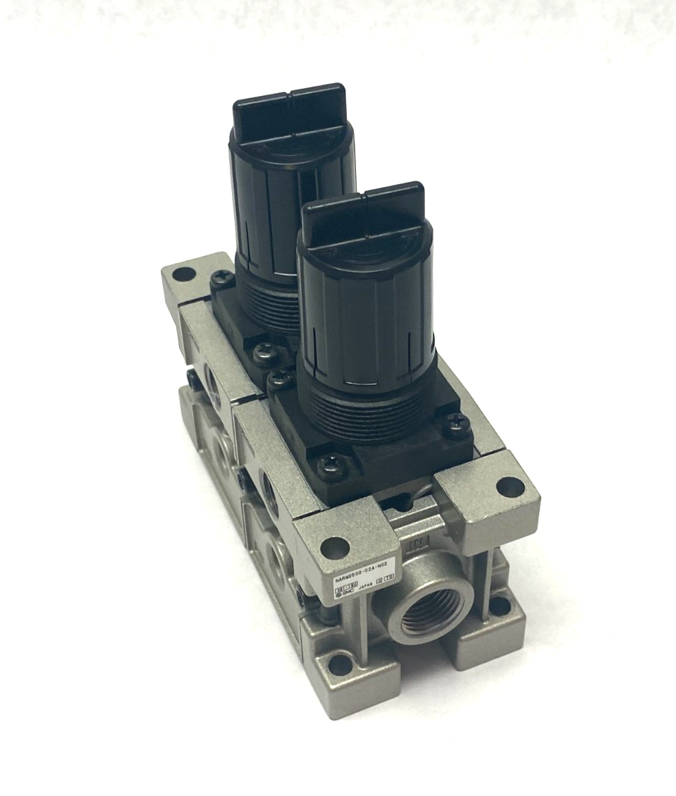 SMC NARM2500-02A-N02 Dual-Regulator Modular Manifold 1/4" NPT - Maverick Industrial Sales