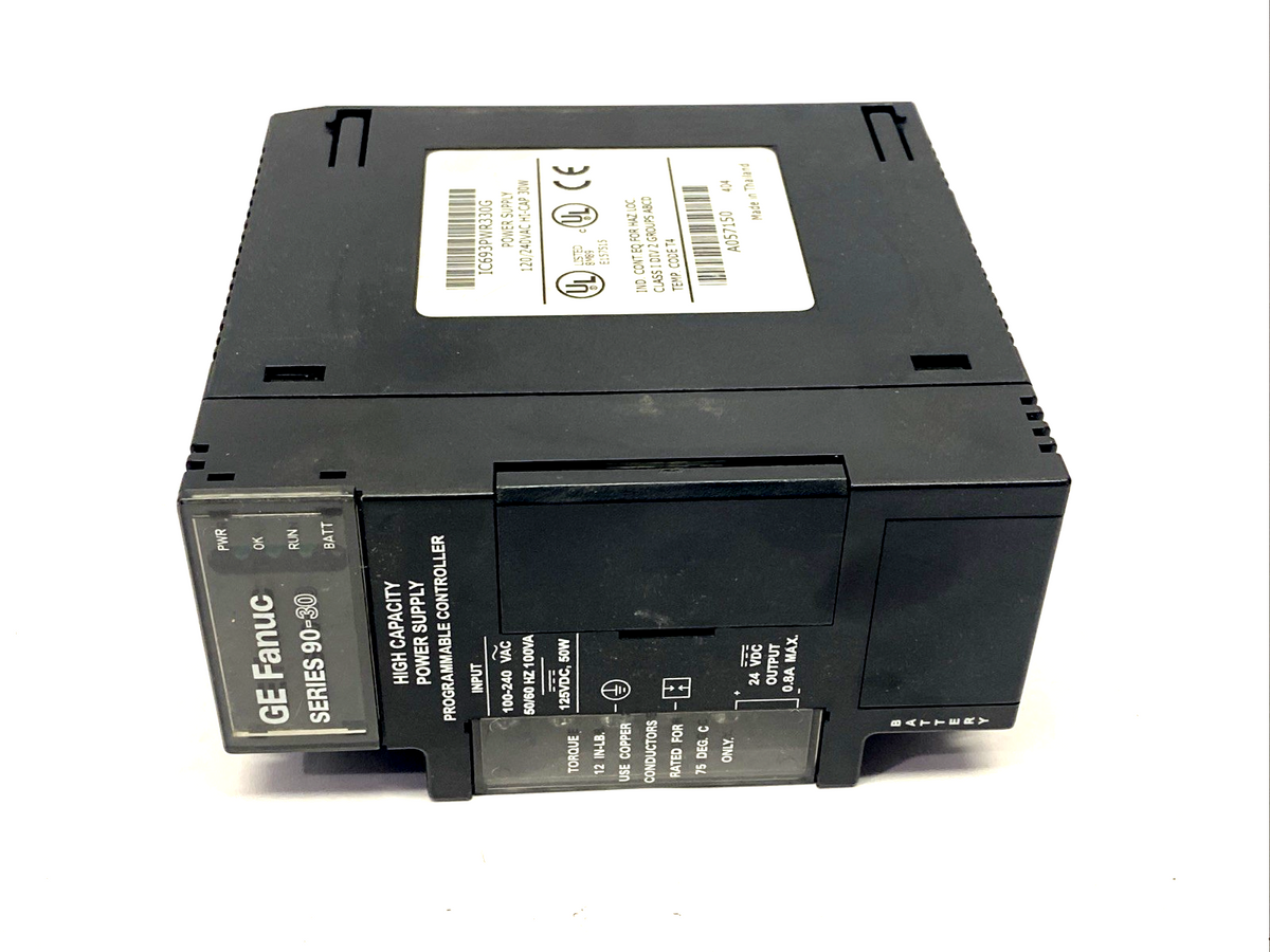 GE Fanuc IC693PWR330G PLC Power Supply 100-240VAC/125VDC 50W, 24VDC 0.8A - Maverick Industrial Sales