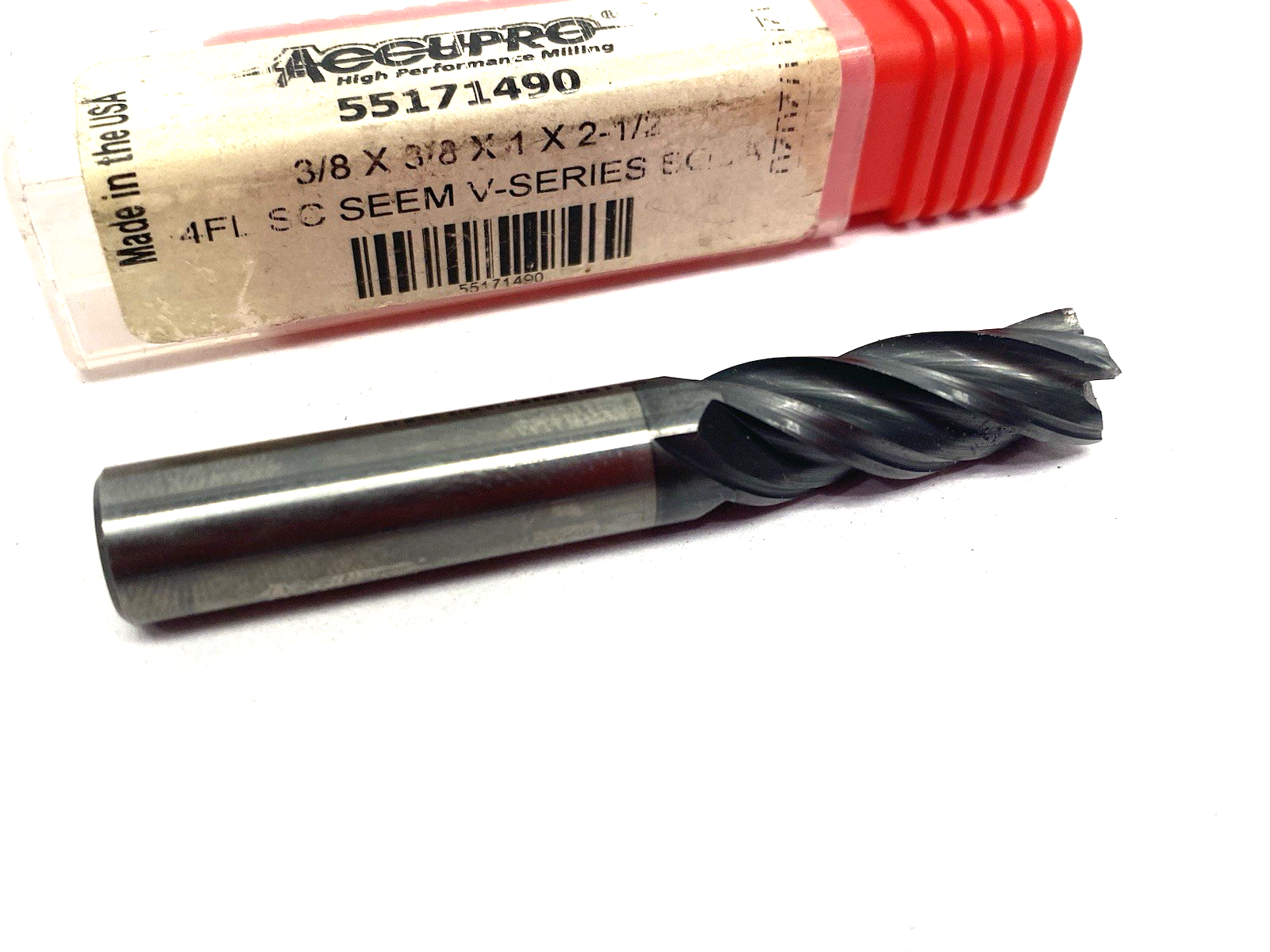 55171490 | Accupro Square End Mill: 3/8" Dia, 1" LOC, 4 Flute, Solid Carbide - Used - Maverick Industrial Sales