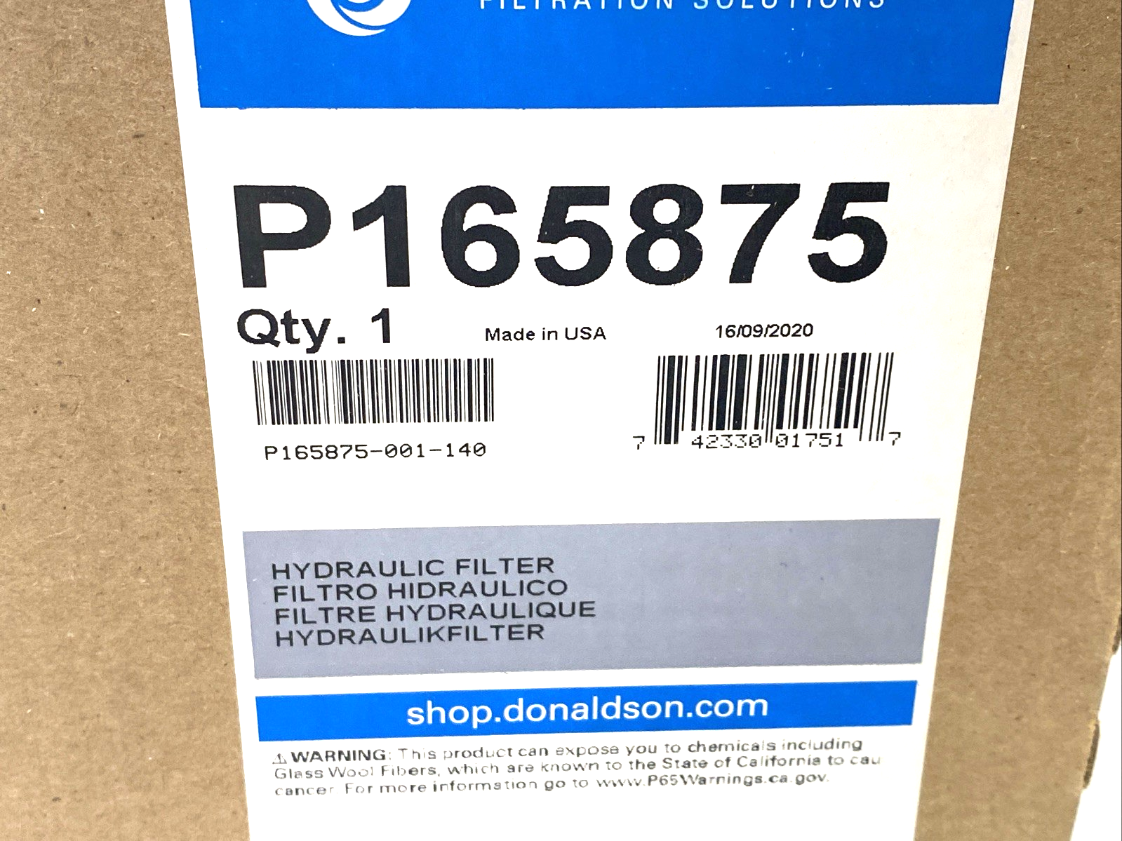Donaldson P165875 Hydraulic Filter, 1 1/2-16 UN Spin-On, 11 Micron - Maverick Industrial Sales
