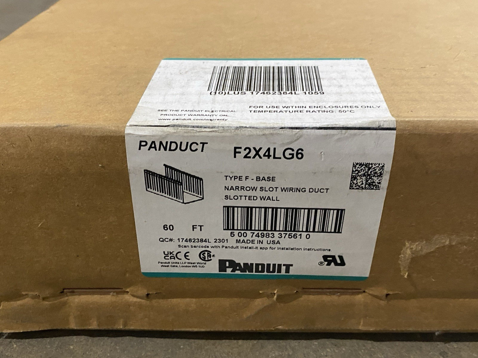 Panduit F2X4LG6 Panduct® Type F Narrow Slot Wiring Duct BOX OF 60 FEET - Maverick Industrial Sales