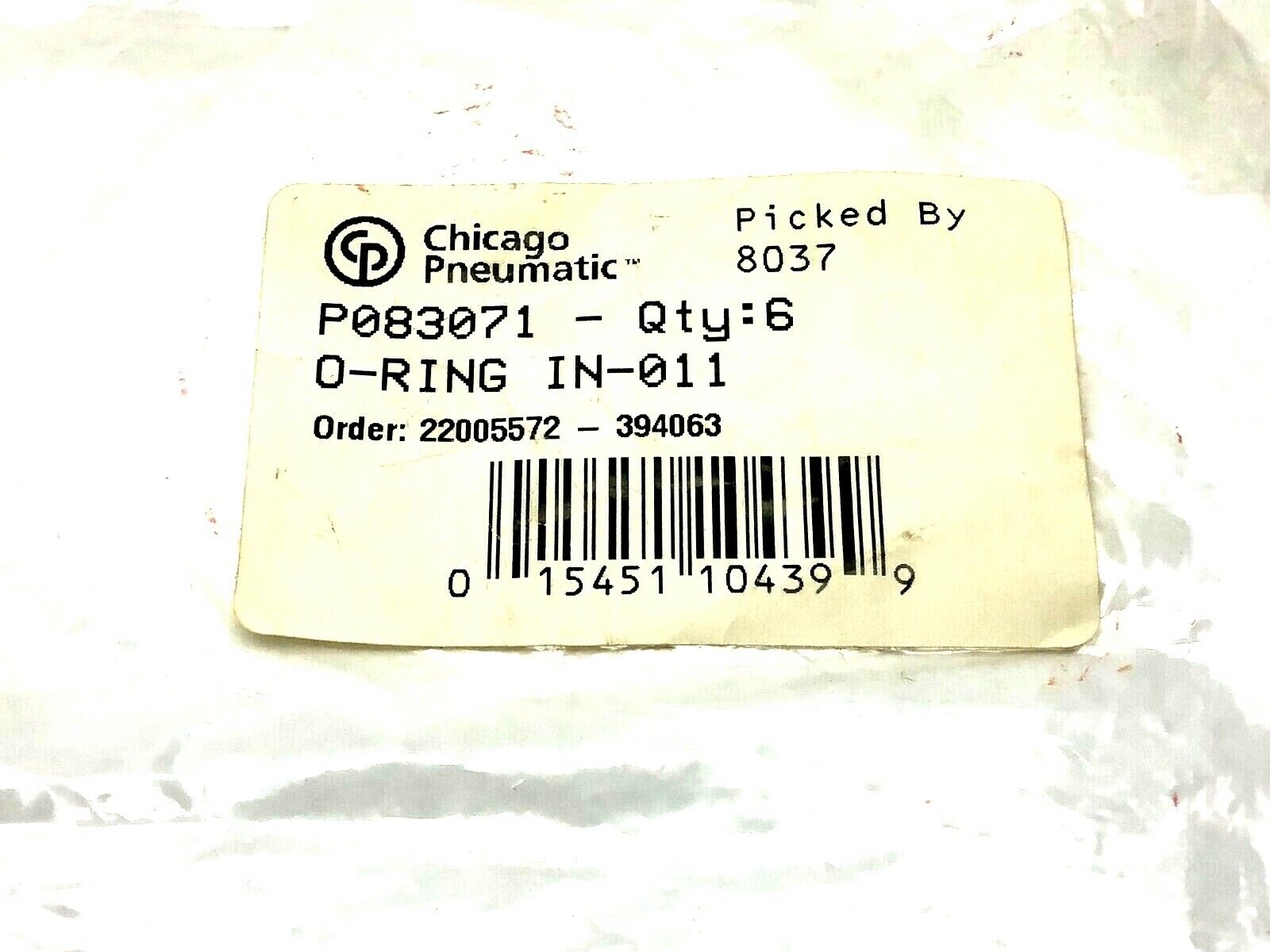 Chicago Pneumatic P083071 O-Rings IN-011 LOT OF 6 - Maverick Industrial Sales