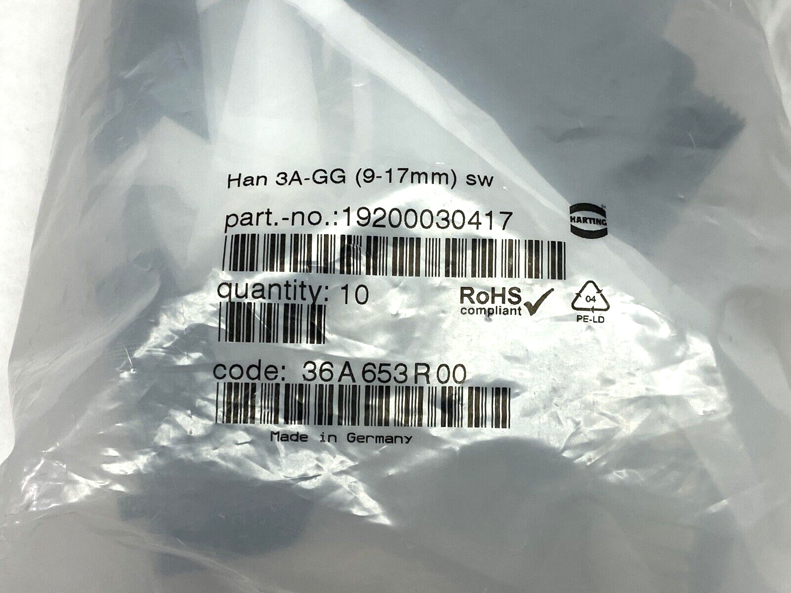 Harting 19200030417 Cable Gland Connector Hood Han 3A-GG 9-17mm PACKAGE OF 10 - Maverick Industrial Sales