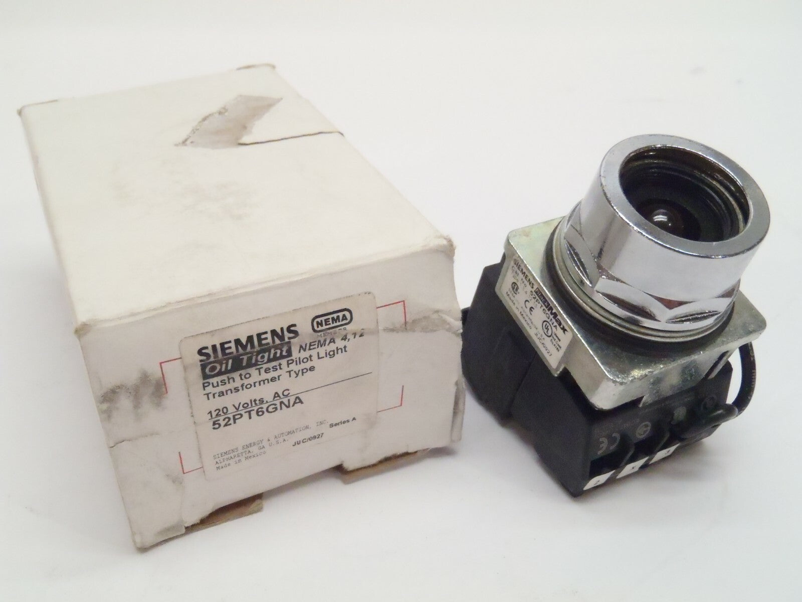 Siemens 52PT6GNA Oil Tight Push to Test Pilot Light Transformer Type 120V - Maverick Industrial Sales