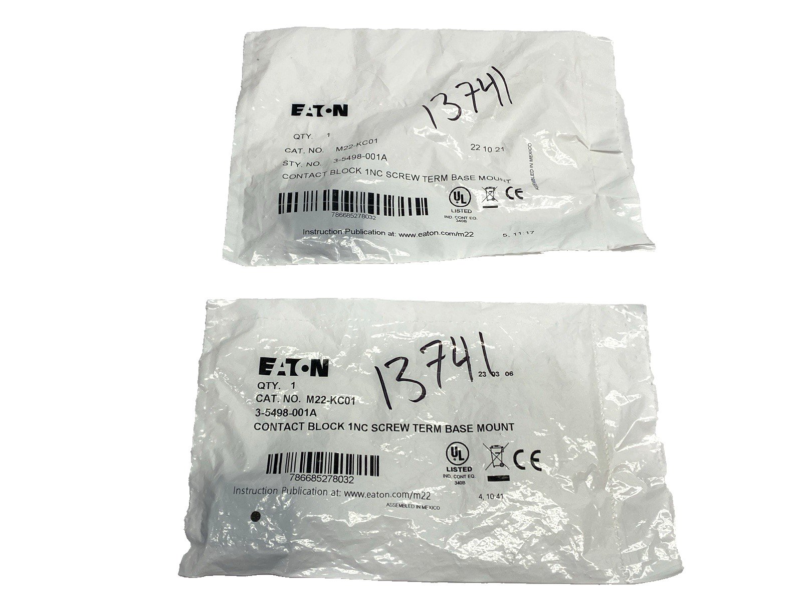 Eaton M22-KC01-CHGP Contact Block Screw Terminal Base Mount LOT OF 2 - Maverick Industrial Sales