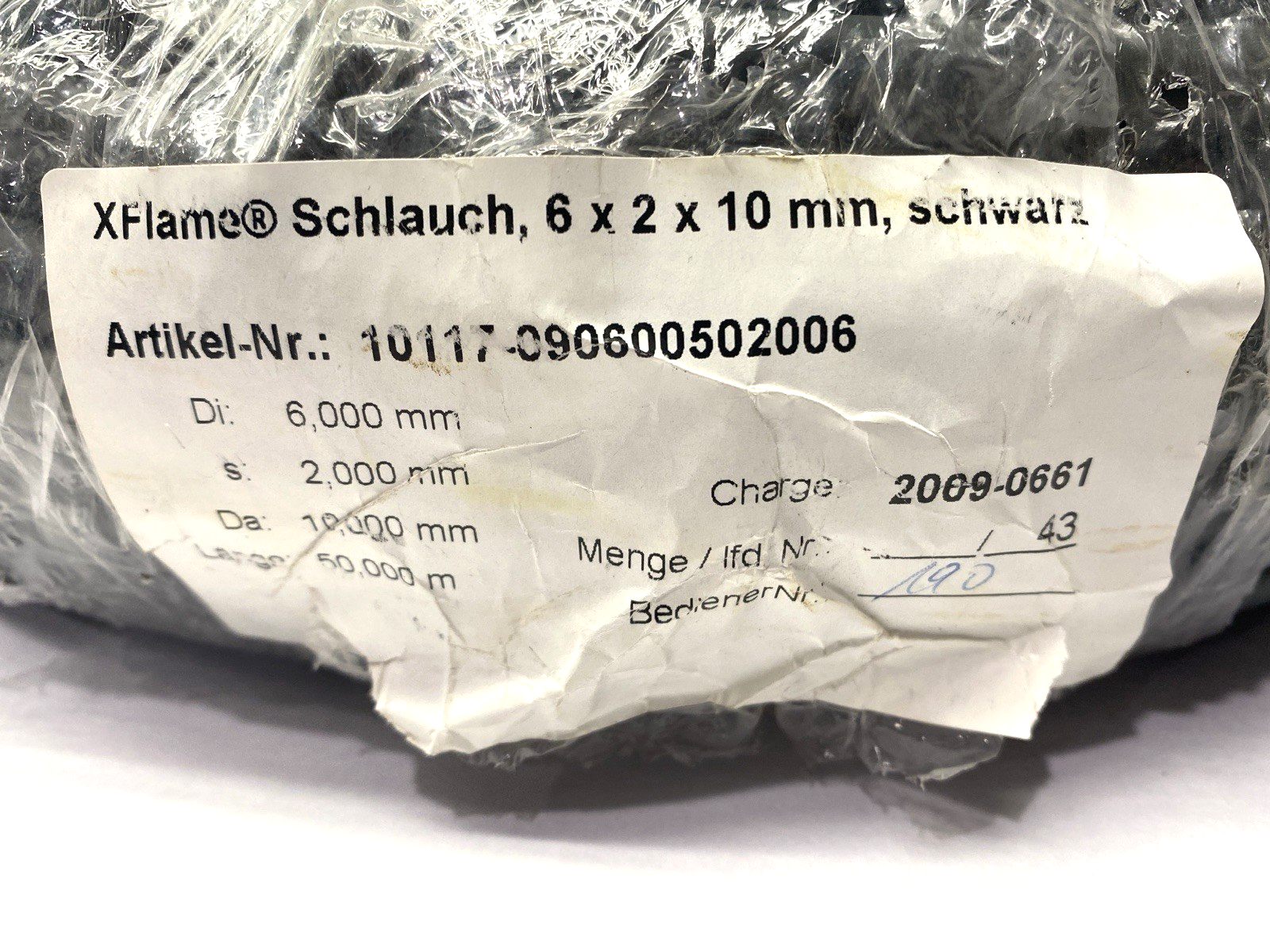 XFlame 2009-0661 Tubing 6mm ID x 2mm Thickness x 10mm OD 50m Overall Length - Maverick Industrial Sales