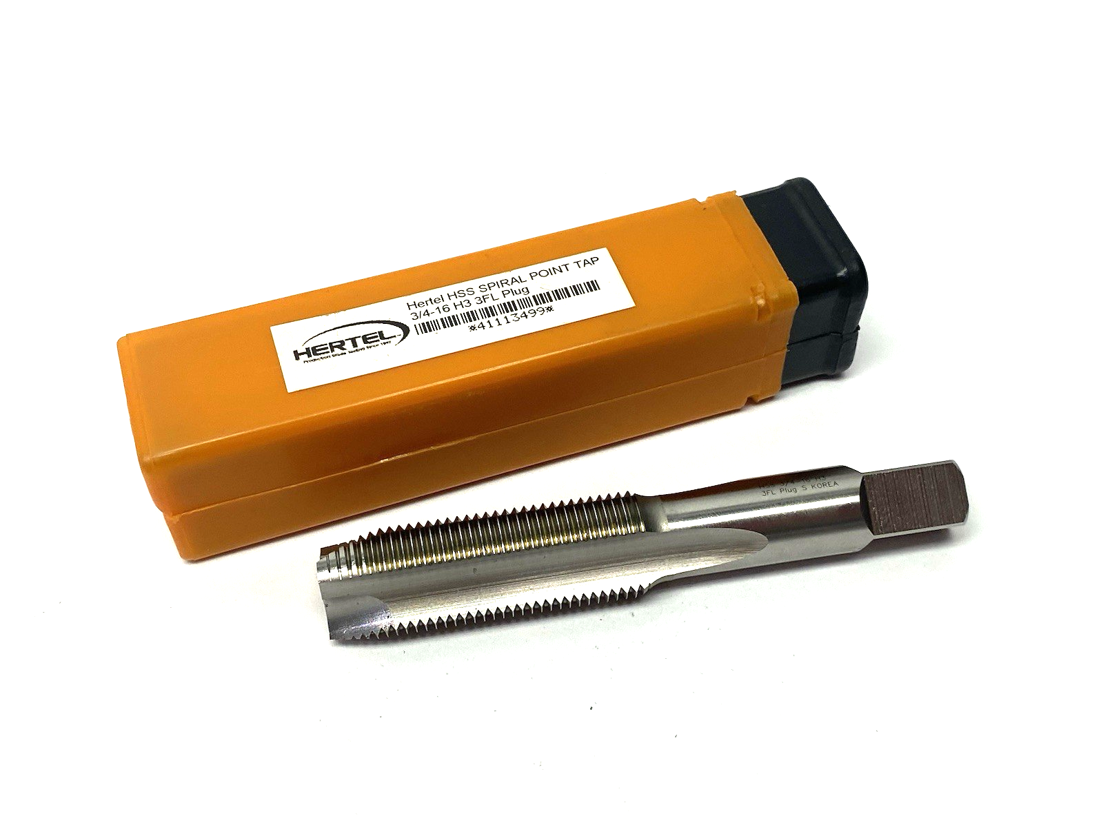 41113499 | Hertel Spiral Point Tap: 3/4-16 UNF, 3 Flutes, Plug Chamfer, 3B Class - New – Open box - Maverick Industrial Sales