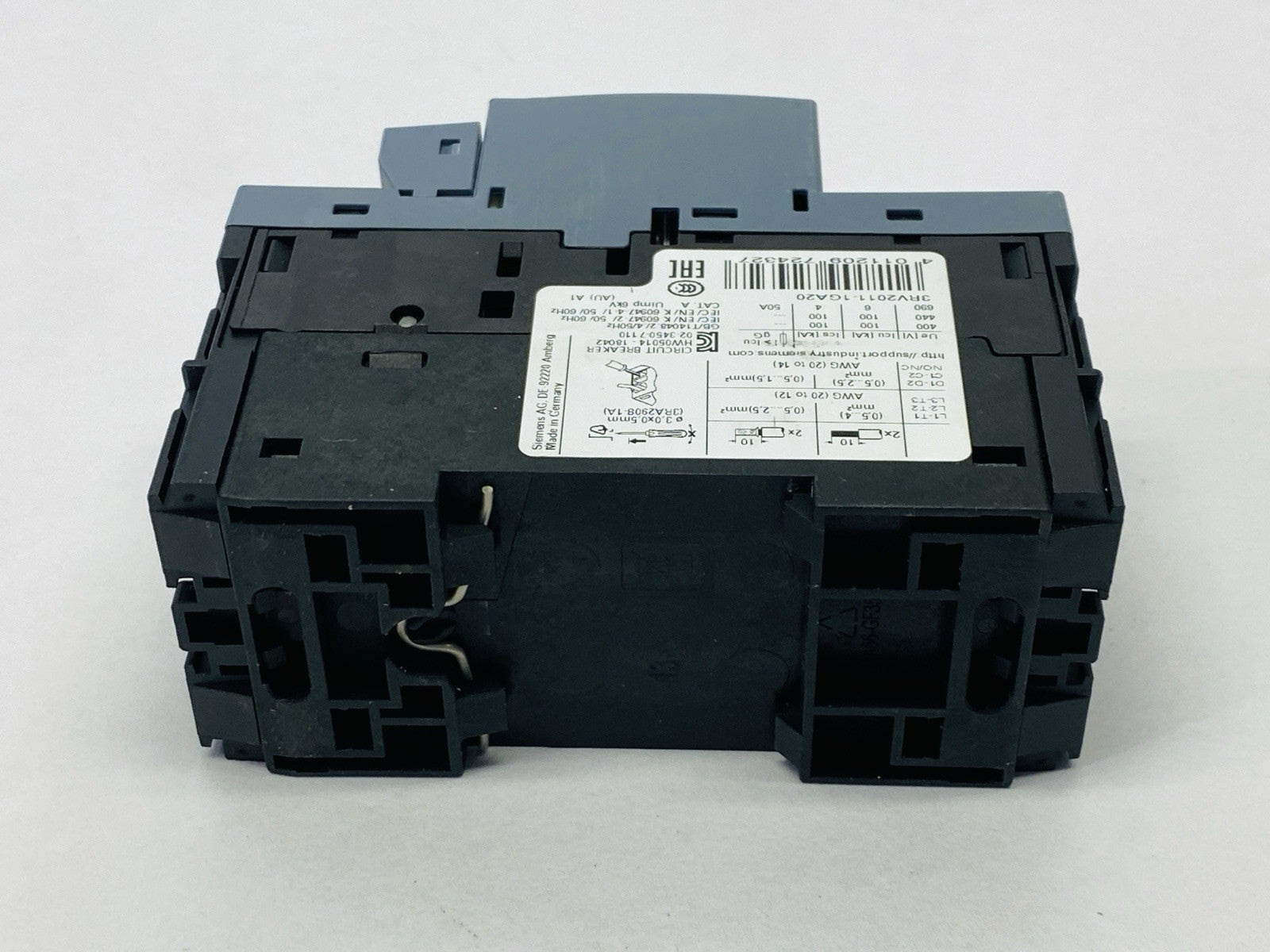 Siemens 3RV2011-1GA20 SIRIUS Motor Protector Circuit Breaker 4.5-6.3A - Maverick Industrial Sales