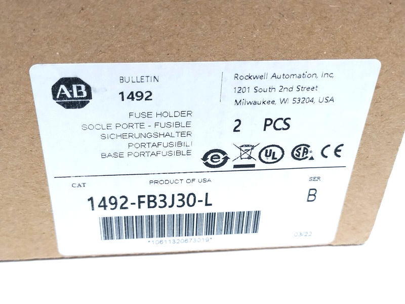 Allen Bradley 1492-FB3J30-L Ser B 3-Pole Fuse Holder, 30A Class J Type, BOX OF 2 - Maverick Industrial Sales