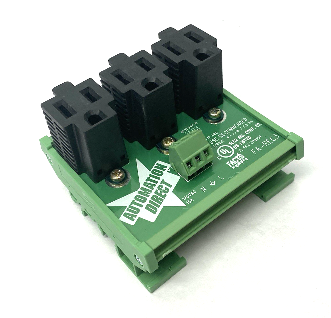 Automation Direct FA-REC3 3-Straight Blade Receptacle, 15A, 125 VAC, 1-phase - Maverick Industrial Sales