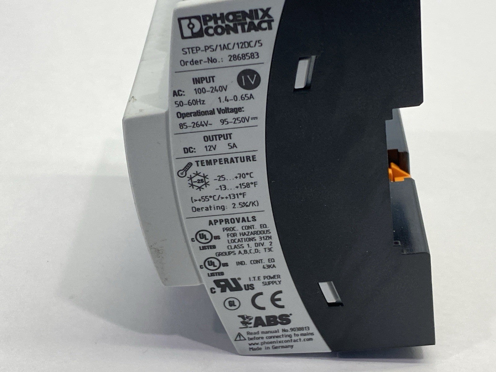 STEP-PS/ 1AC/12DC/5 | Phoenix Contact Power Supply 5A 12VDC 2868583 - Used - Maverick Industrial Sales