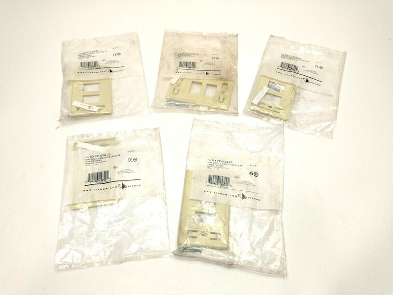 Siemon MX-FP-S-04-20 Max Single Gang Faceplate 4-Port Ivory LOT OF 5 - Maverick Industrial Sales