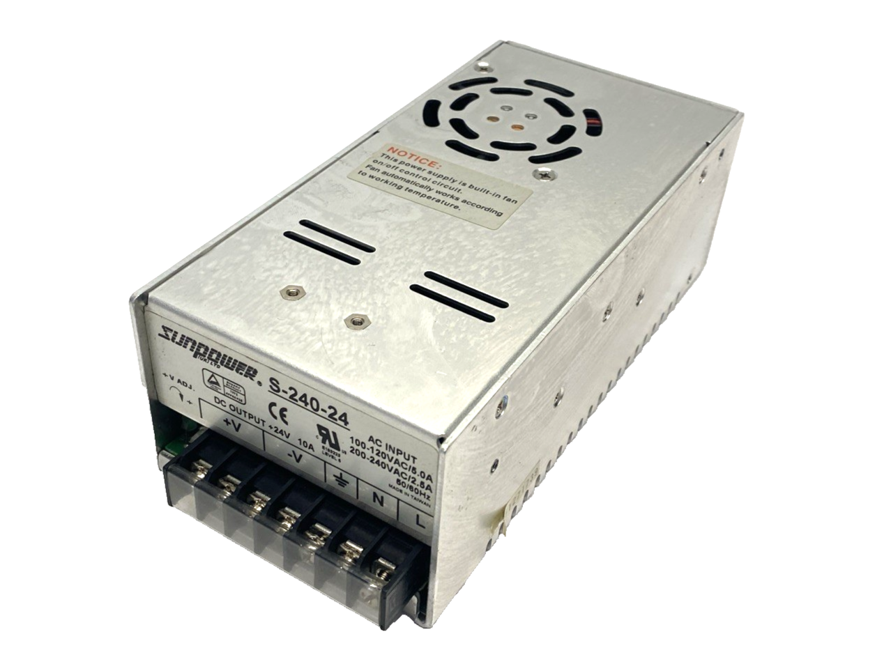 S-240-24 | Sunpower Power Supply 100-240VAC 24VDC 10A - Used - Maverick Industrial Sales
