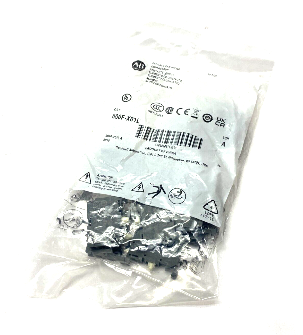 Allen Bradley 800F-X01L Ser. A Auxiliary Contact Block 22mm PKG OF 10 - Maverick Industrial Sales