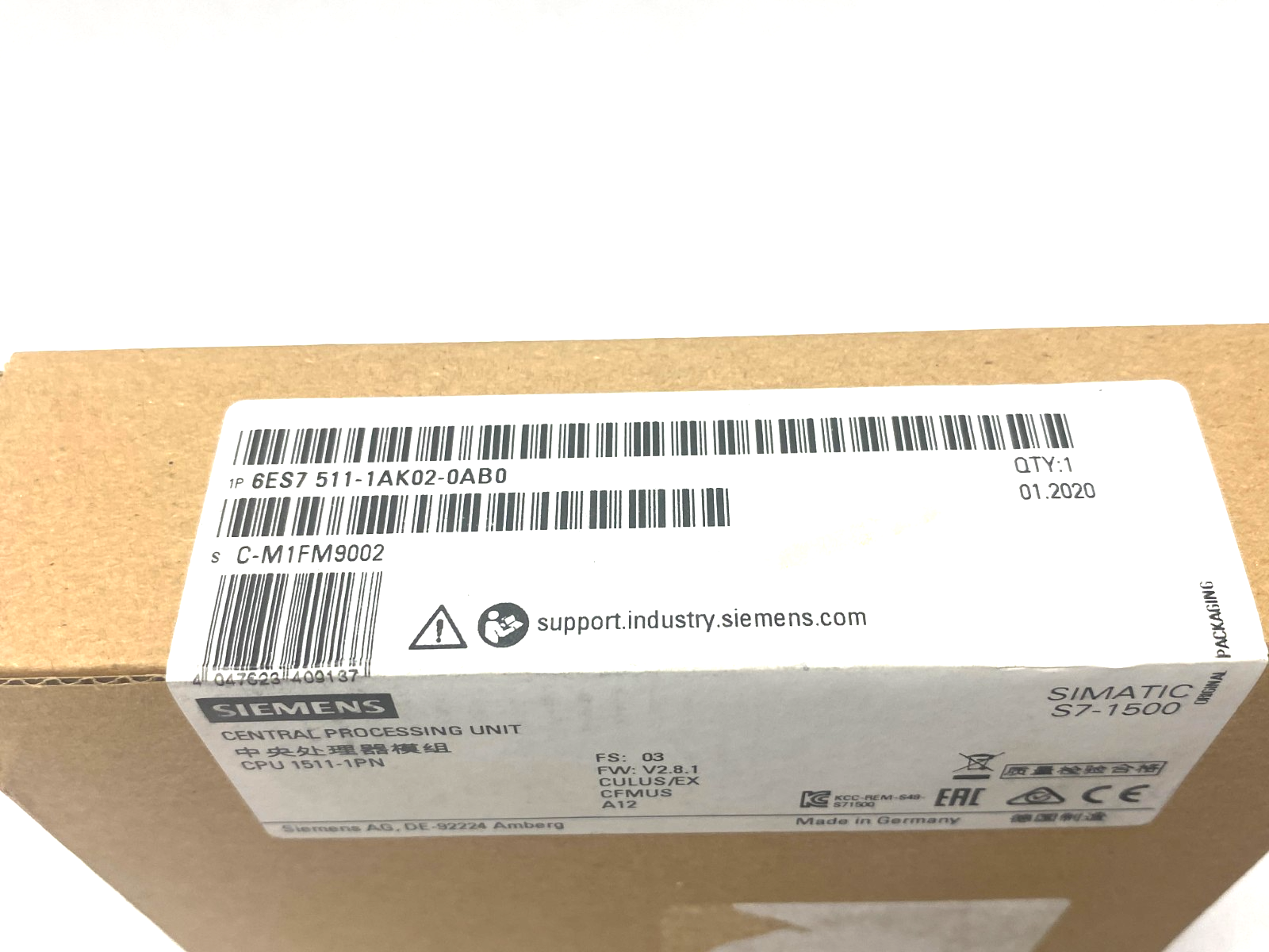 Siemens 6ES7 511-1AK02-0AB0 SIMATIC S7-1500 CPU Module 150kB 1Mb 1511-1PN - Maverick Industrial Sales