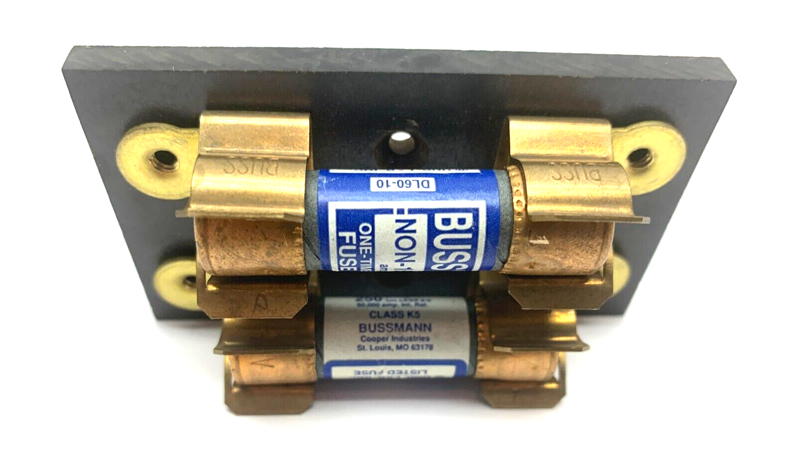 4287 | Bussman Fuseblock 2-Pole w/ Bussmann DL60-10 NON-15 One Time Fuses - Used - Maverick Industrial Sales