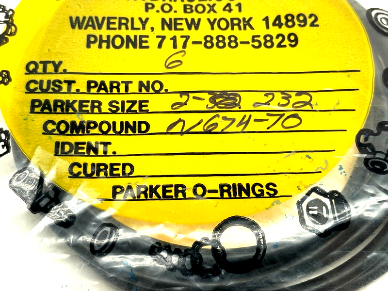 Parker 2-232 O-Ring N674-70 LOT OF 6 - Maverick Industrial Sales