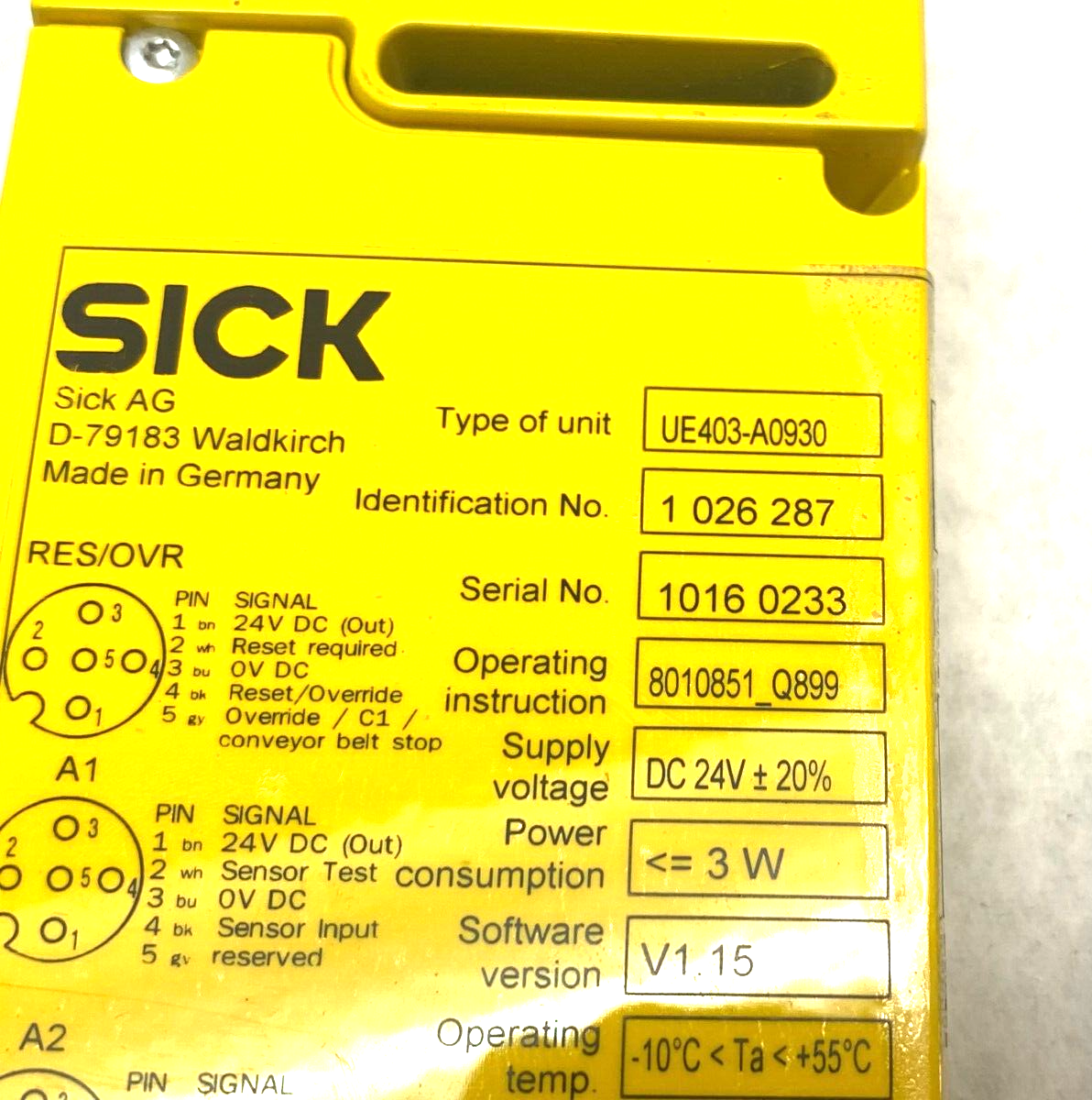 Sick UE403-A0930 Muting Switching Amplifier for Safety Beam Sensors 102687 - Maverick Industrial Sales