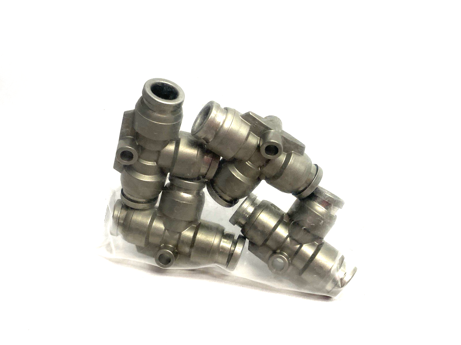 SMC KQB2T06-00 Union Tee Fitting, Metal, Nickel-Plated LOT OF 4 - Maverick Industrial Sales