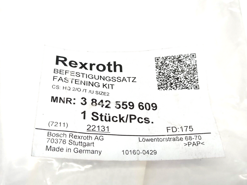 Bosch Rexroth 3842559609 Fastening Kit HQ 2/O /T /U SIZE2 - Maverick Industrial Sales