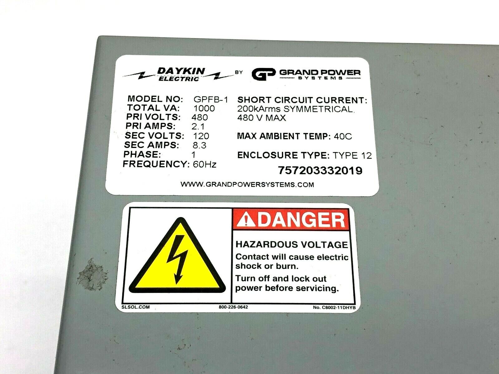 Grand Power Systems Daykin Electric GPFB-1 Transformer Disconnect Switch - Maverick Industrial Sales
