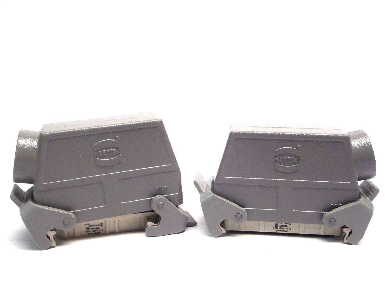 Lot of (2) Harting Side Entry Hood & Amphenol C14610B064002/ C14610A064002 - Maverick Industrial Sales