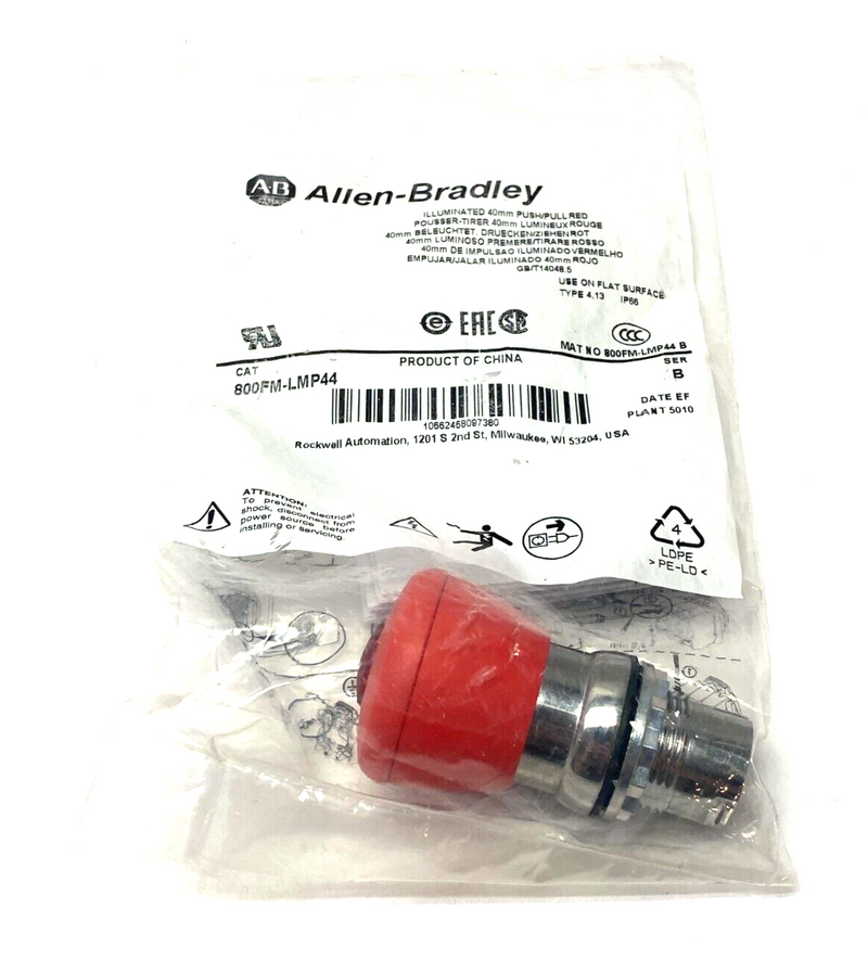 Allen Bradley 800FM-LMP44 Ser. B Illuminated Emergency Stop Pushbutton 40mm - Maverick Industrial Sales