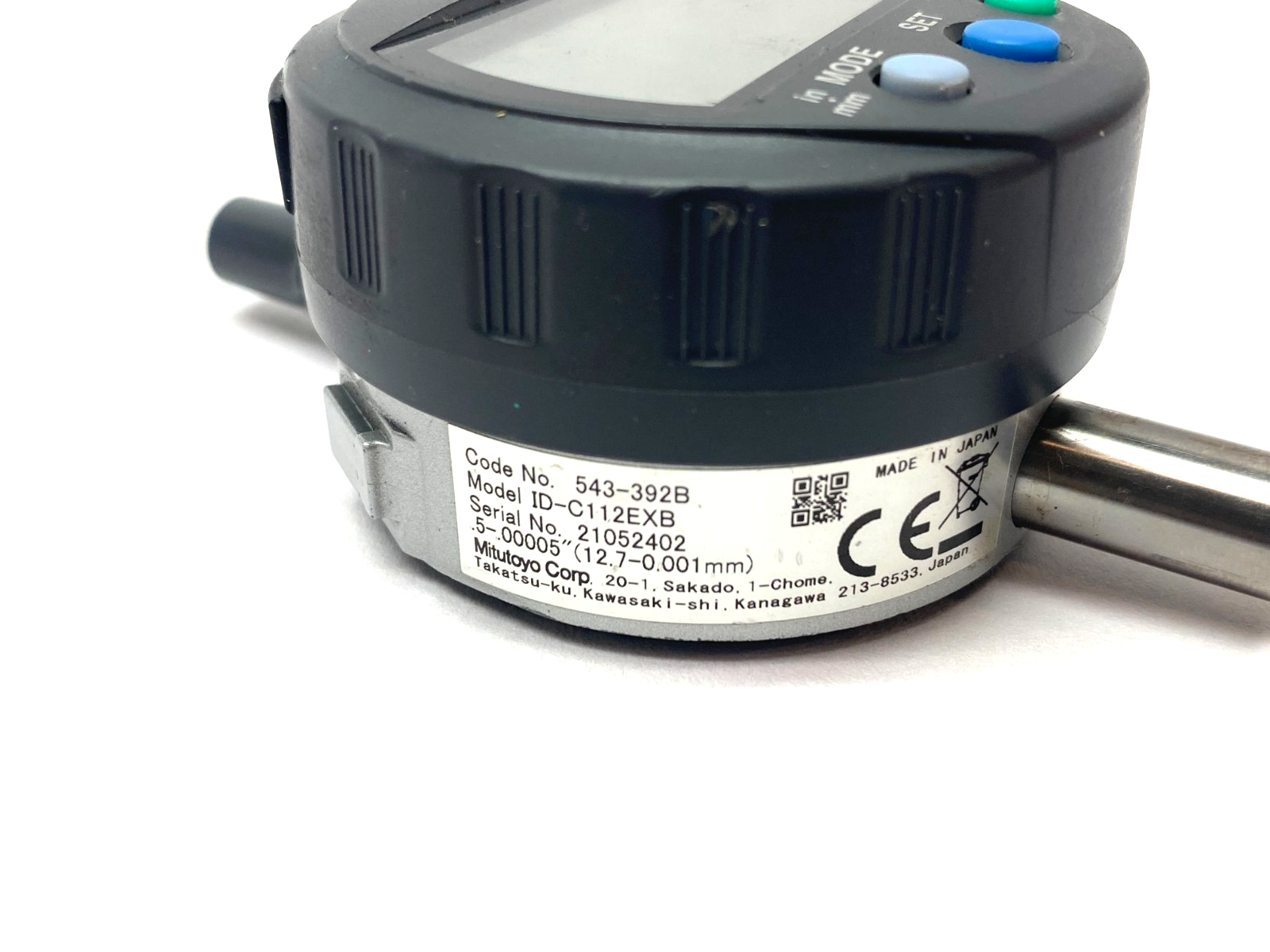 Mitutoyo 543-392B ABSOLUTE Digimatic Indicator ID-C1112EXB 12.7mm NO BATTERY - Maverick Industrial Sales