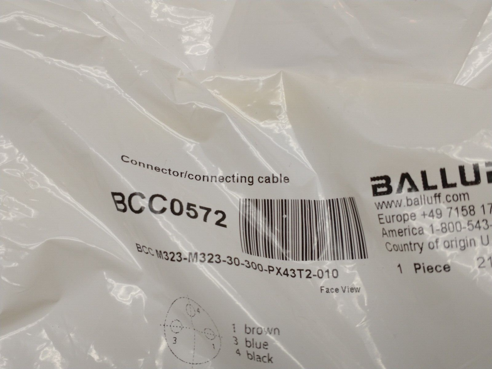 Balluff BCC0572 Double Ended Cordset M8 3-Pin 1m BCC M323-M323-30-300-PX43T2-010 - Maverick Industrial Sales